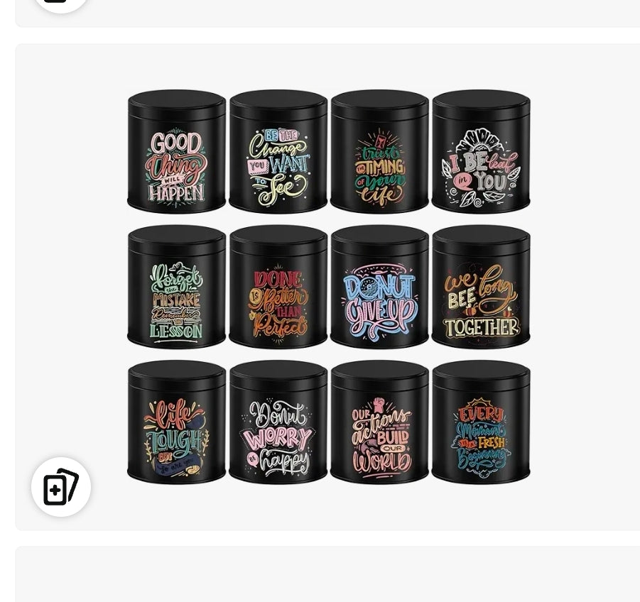 Be Inspired 8 0z black tin quote candles