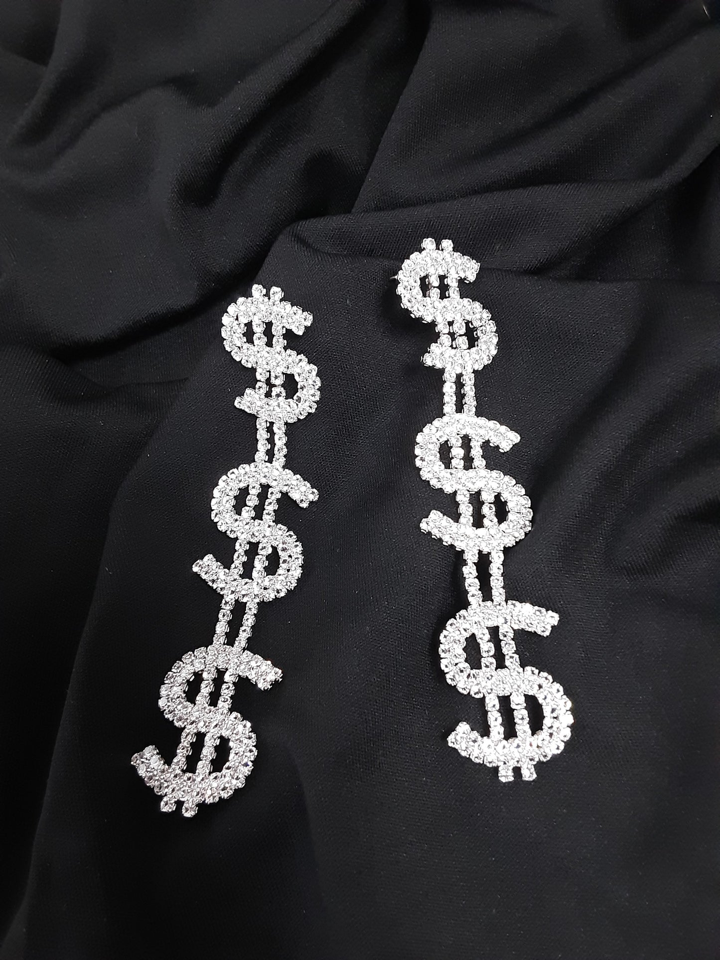 Money Talks Rhinestone Dollar Sign Earrings