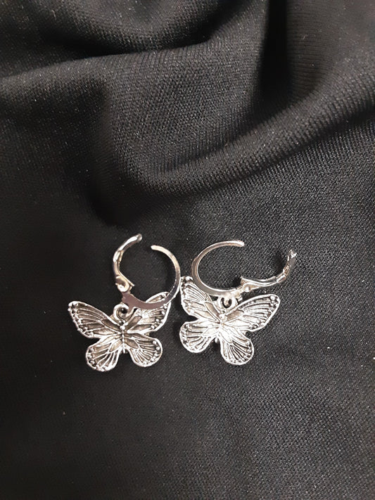Tiny silver Butterfly Earrings