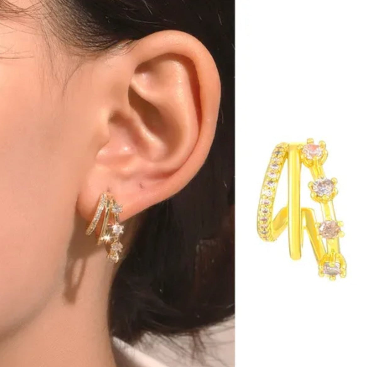 Retro Geometric Copper Inlay zircon earrings